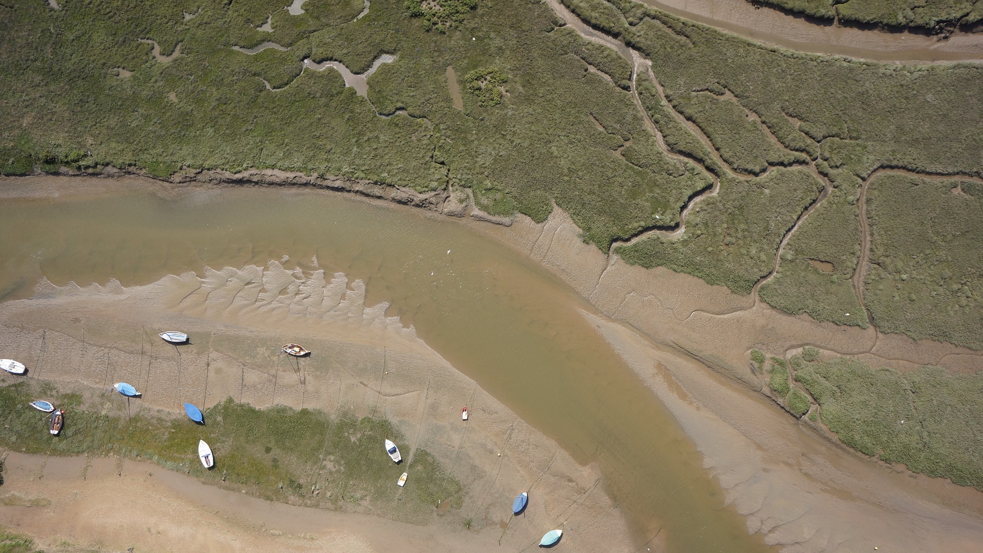aerial view of coastal river